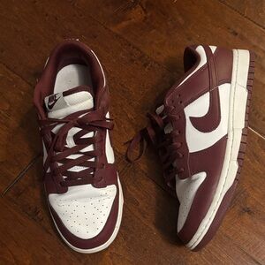 Nike Burgundy and White Low-Top Sneakers